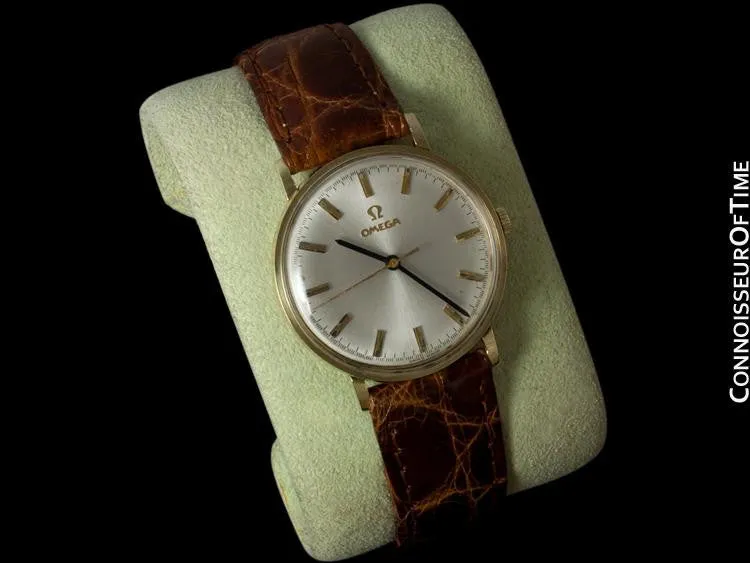 1973 Omega Vintage Mens Dress Watch, Technical Dial, IBM Presentation - 14K Gold