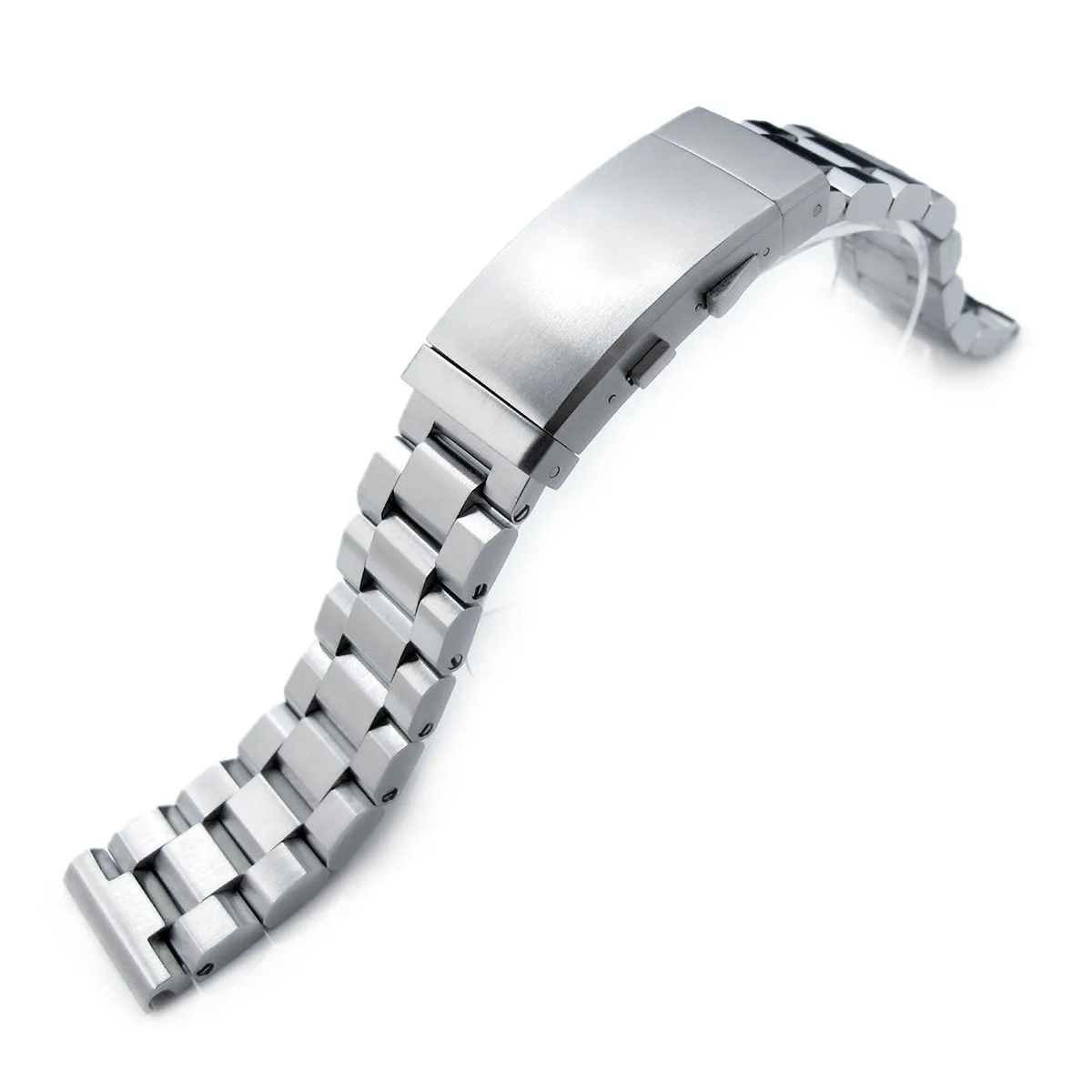 20mm Hexad Watch Band Straight Lug, 316L Stainless Steel Wetsuit Ratchet Buckle Brushed