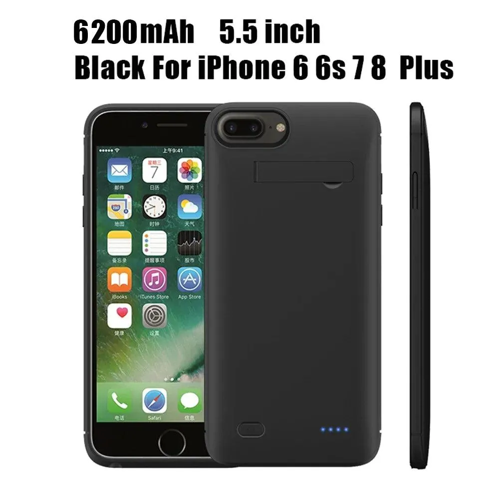 6200mAh Portable Power Bank Case for iPhone 6, 7, 8 Plus, SE 2020, X, XR, 11, 12 Pro Max - Slim Battery Charger Cover