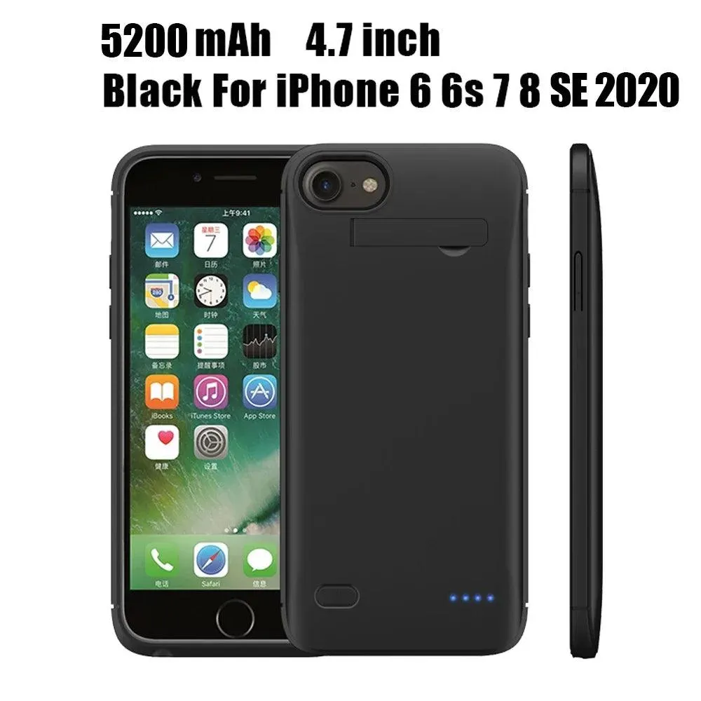 6200mAh Portable Power Bank Case for iPhone 6, 7, 8 Plus, SE 2020, X, XR, 11, 12 Pro Max - Slim Battery Charger Cover