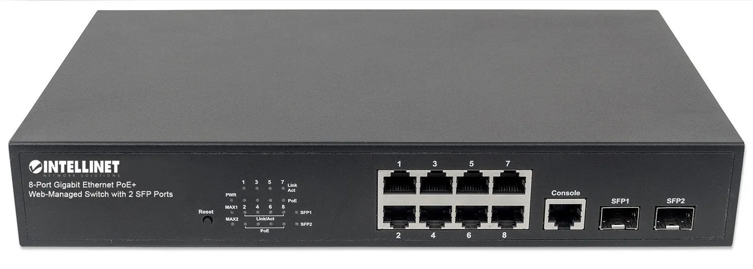 8 Port POE Web Smart Gigabit Switch   2 SFP