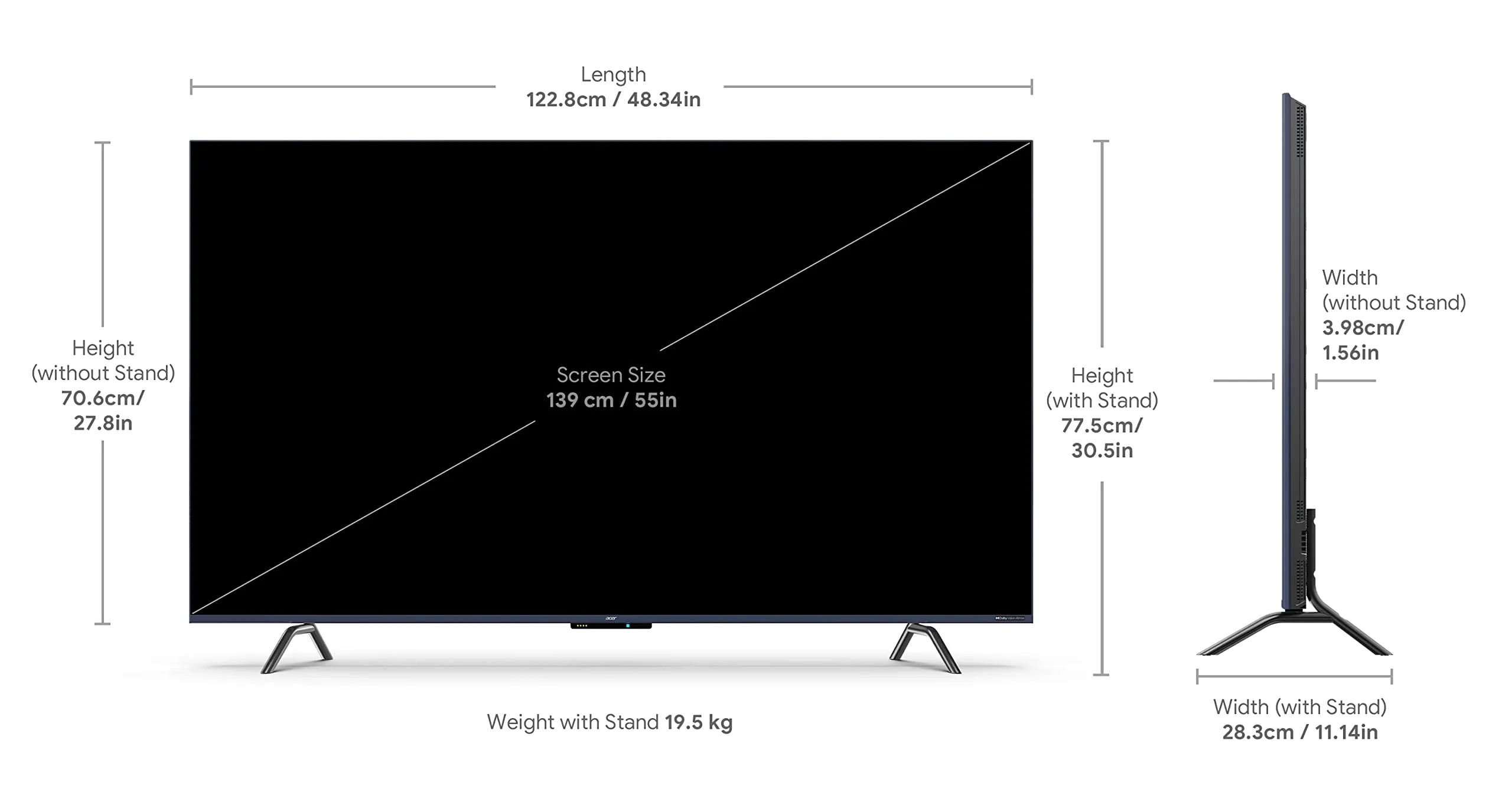 Acer 139 cm (55 inches) W Series 4K Ultra HD QLED Smart Android TV AR55AR2851QD (Metallic Grey)