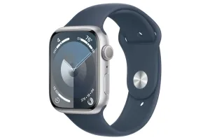 Apple Watch Series 9 | 45mm | Silver Aluminium Storm Blue Sport Band S/M