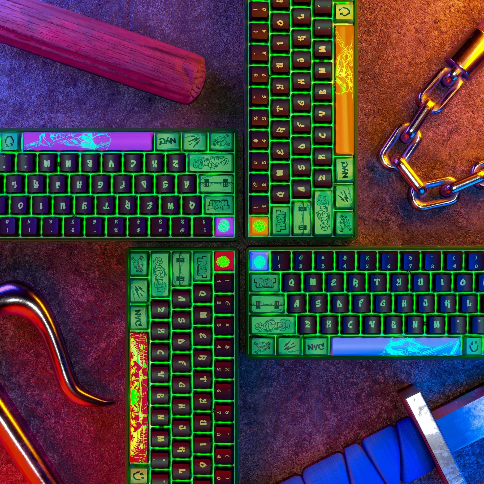 Banshee K68 Magnetic Switch Keyboard - Teenage Mutant Ninja Turtles (4 Colors in 1)