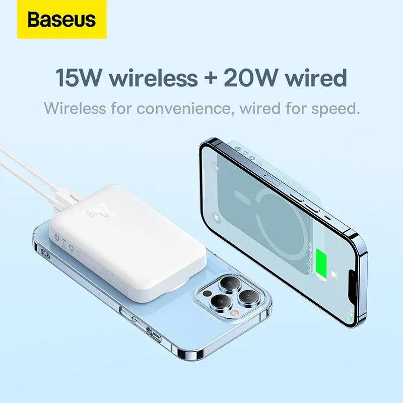 Baseus 10000mAh Magnetic Wireless Power Bank - 20W Portable Charger for iPhone 14, 13, 12