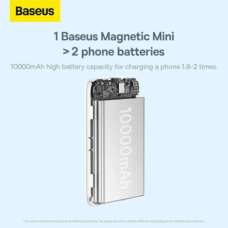 Baseus 10000mAh Magnetic Wireless Power Bank - 20W Portable Charger for iPhone 14, 13, 12