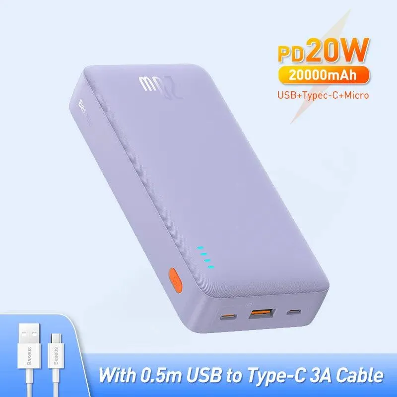 Baseus 20000mAh Fast Charge Power Bank with PD 20W for iPhone 15/14/13/12 Pro Max