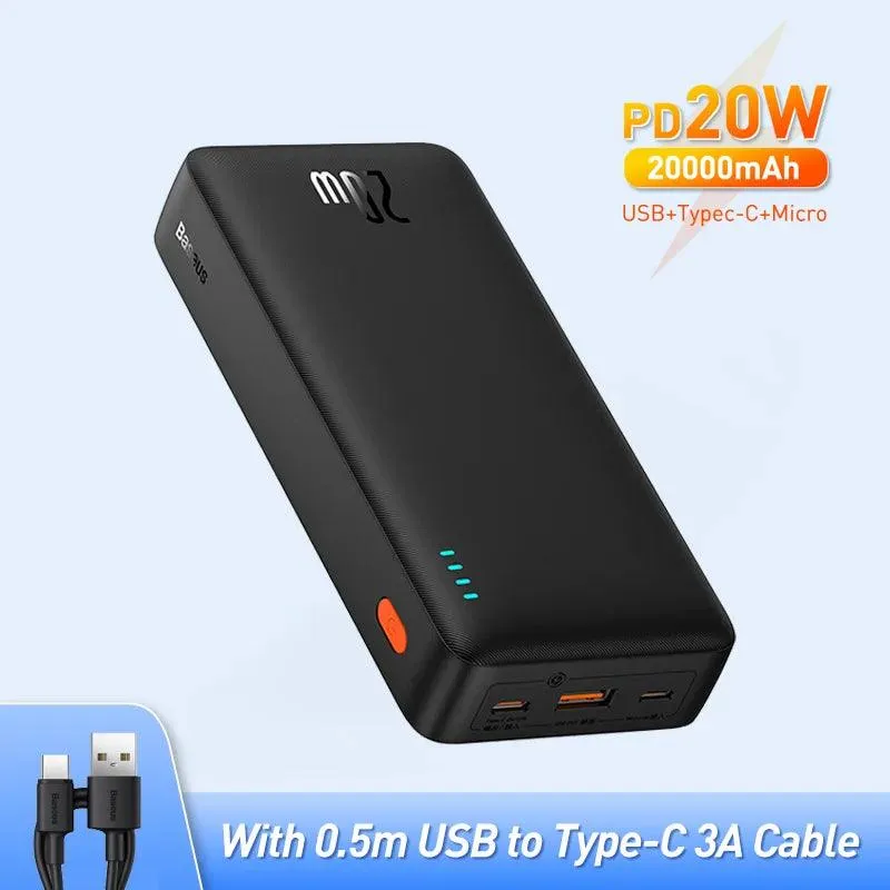 Baseus 20000mAh Fast Charge Power Bank with PD 20W for iPhone 15/14/13/12 Pro Max