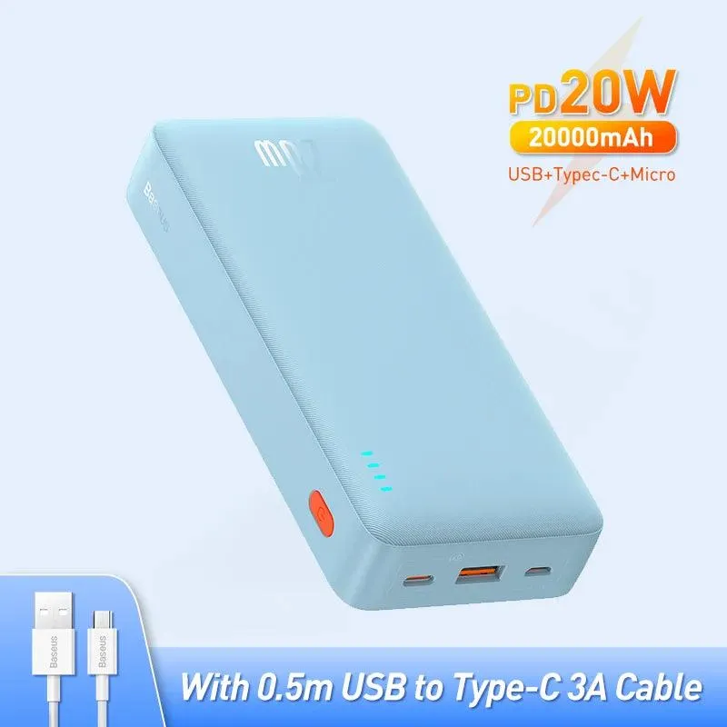 Baseus 20000mAh Fast Charge Power Bank with PD 20W for iPhone 15/14/13/12 Pro Max