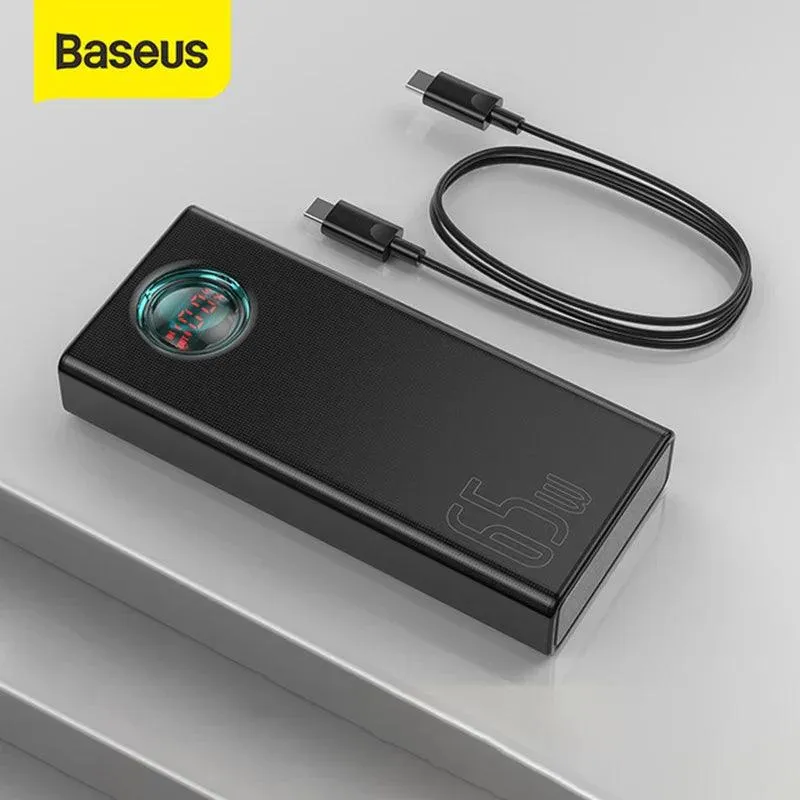 Baseus 65W 30000mAh Fast Charging Power Bank with QC3.0 & Type-C for Samsung and Huawei Devices