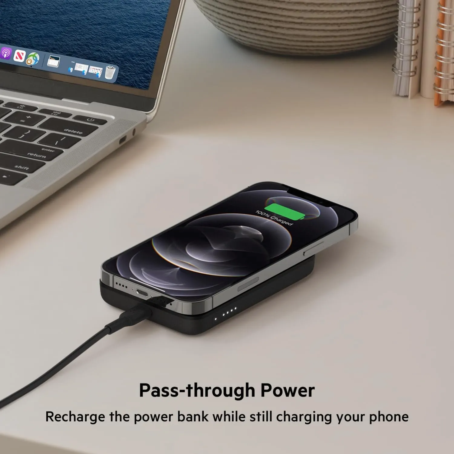 Belkin Wireless Power Bank W/ Magsafe Compatible 7.5W Wireless Charging - Portable Magnetic Charging Bank - Compatible W/ Iphone 16, 16 Plus, 16 Pro, 16 Pro Max, Iphone 15, Airpods, & More - Black