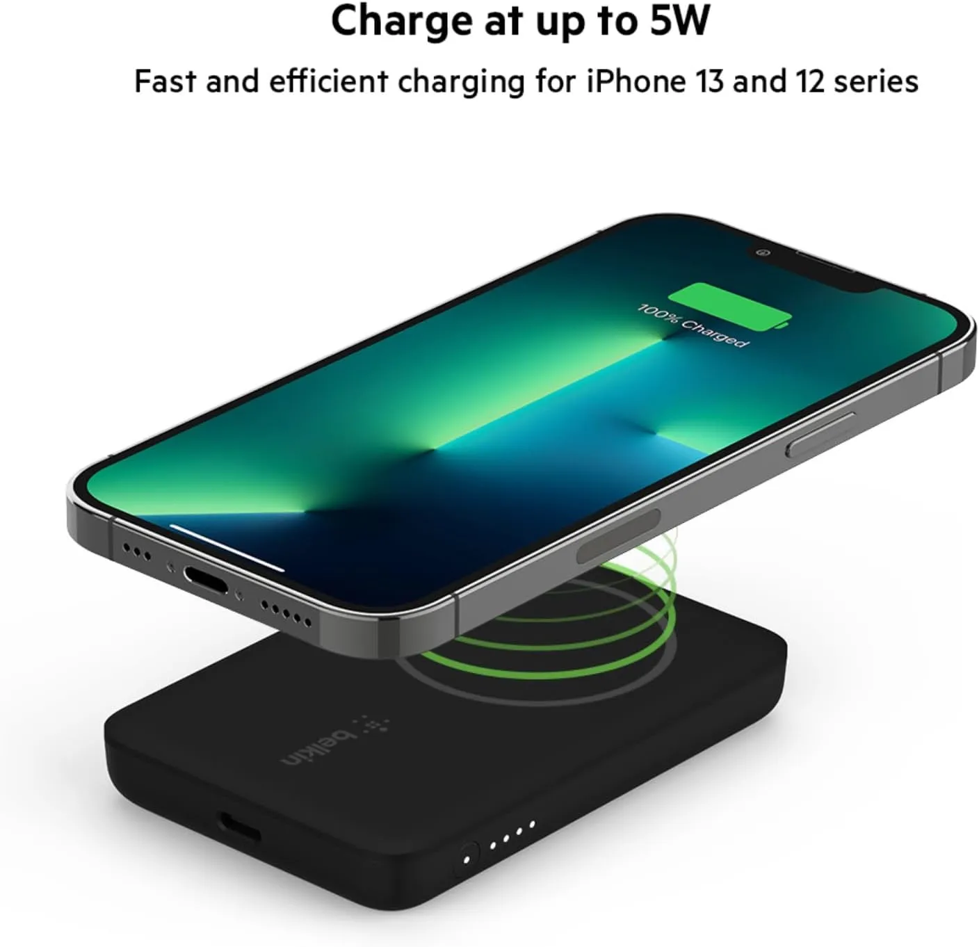 Belkin Wireless Power Bank W/ Magsafe Compatible 7.5W Wireless Charging - Portable Magnetic Charging Bank - Compatible W/ Iphone 16, 16 Plus, 16 Pro, 16 Pro Max, Iphone 15, Airpods, & More - Black