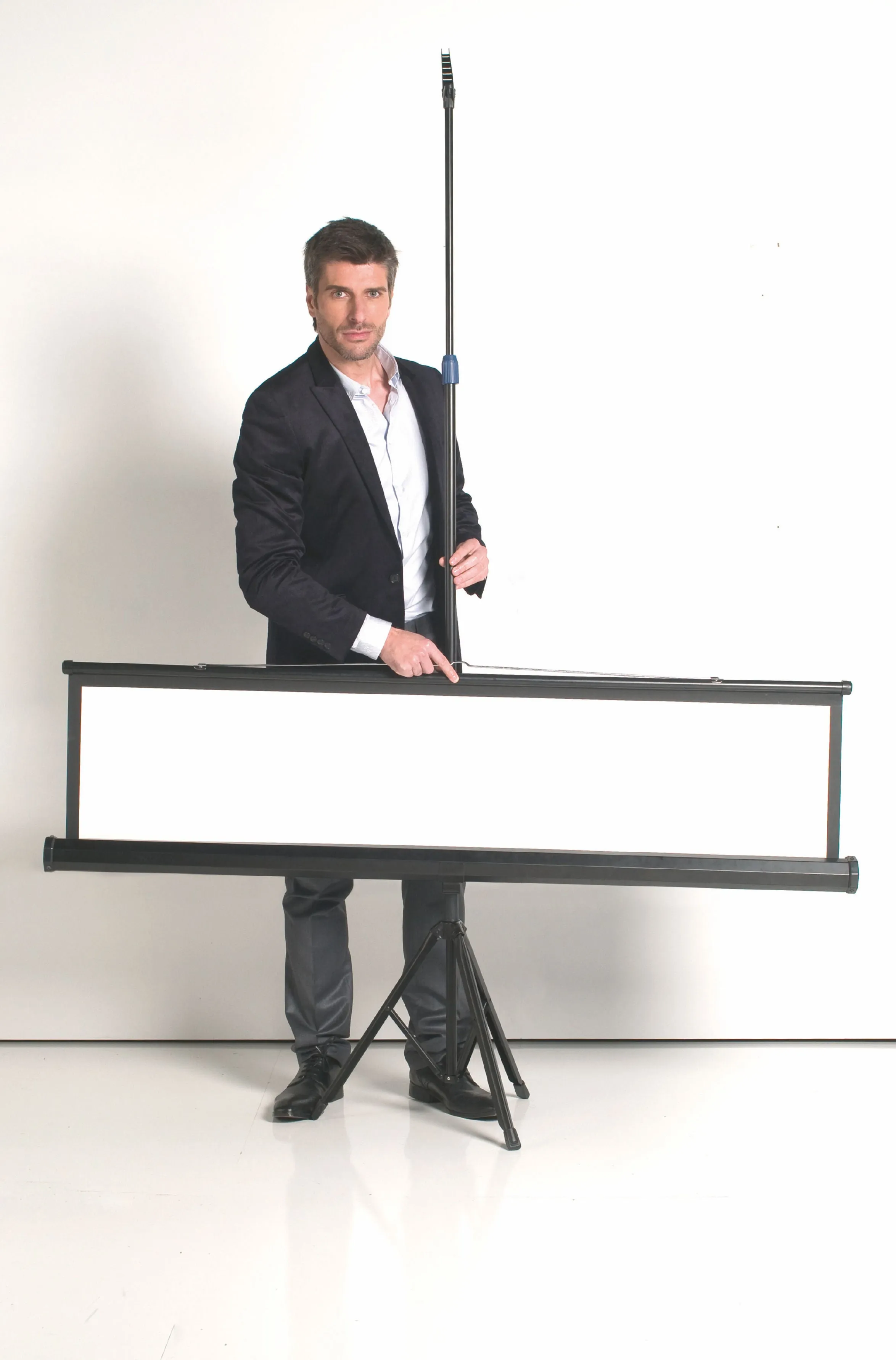 Bi-Office Portable Tripod Projection Screen 1250x1250mm Black Border Black Housing - 9D006028