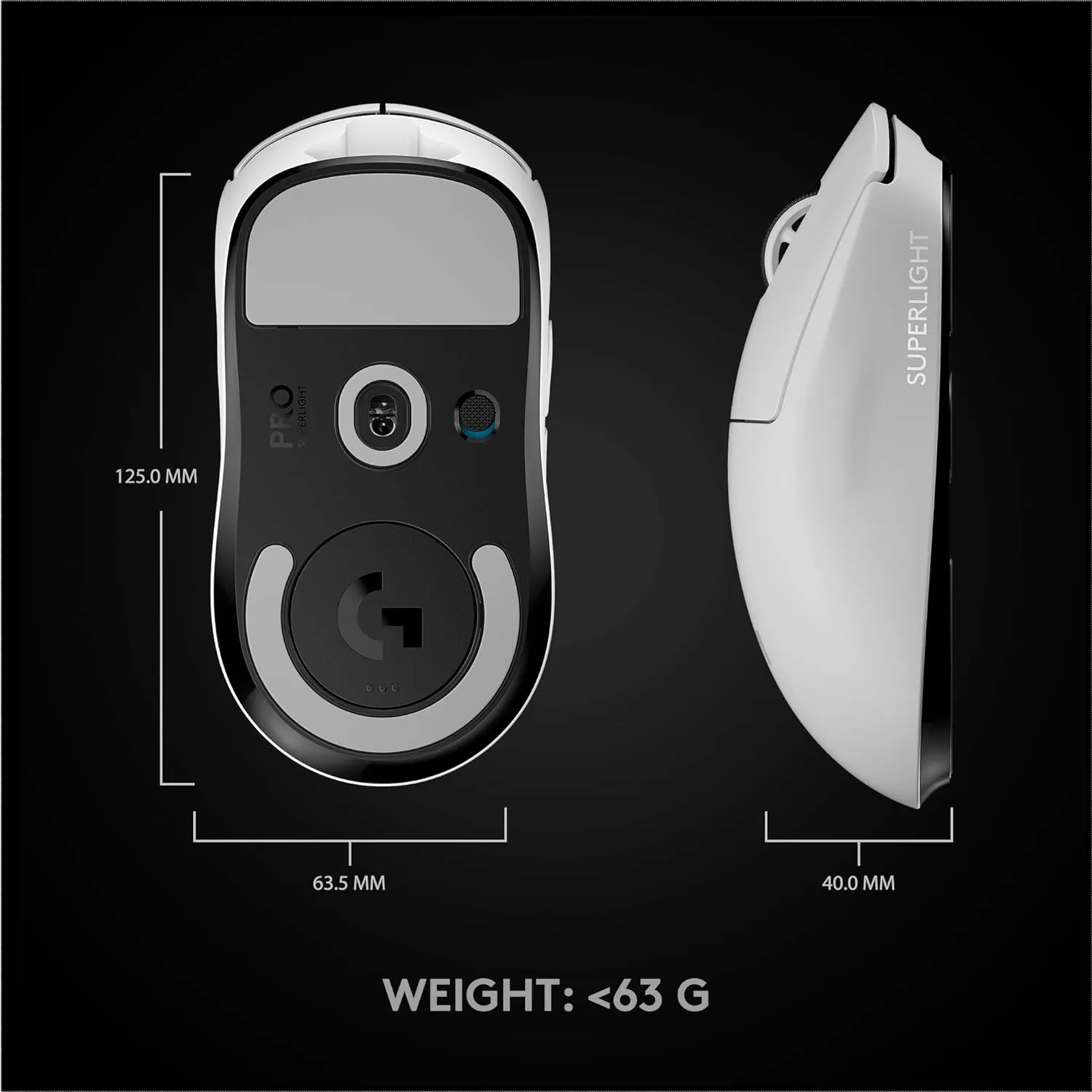 Certified Refurbished - Logitech - PRO X SUPERLIGHT Lightweight Wireless Optical Gaming Mouse with HERO 25K Sensor - White