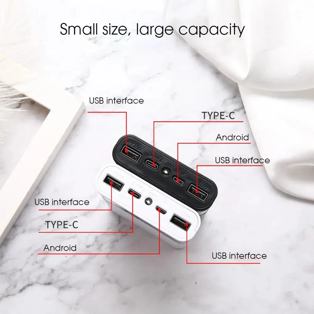 DIY 20000mAh 18650 Power Bank Case with Dual USB & Type C Ports - Customizable Charging Solution for iPhone and Xiaomi