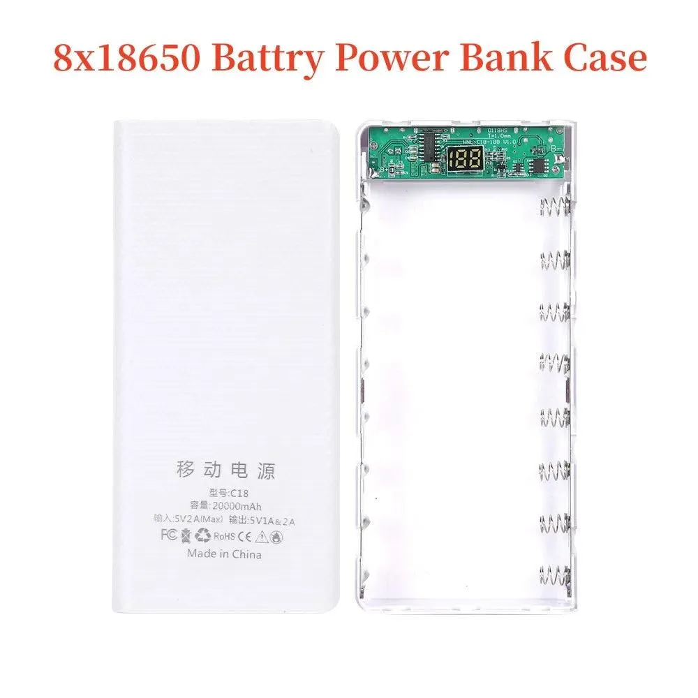 DIY 20000mAh 18650 Power Bank Case with Dual USB & Type C Ports - Customizable Charging Solution for iPhone and Xiaomi