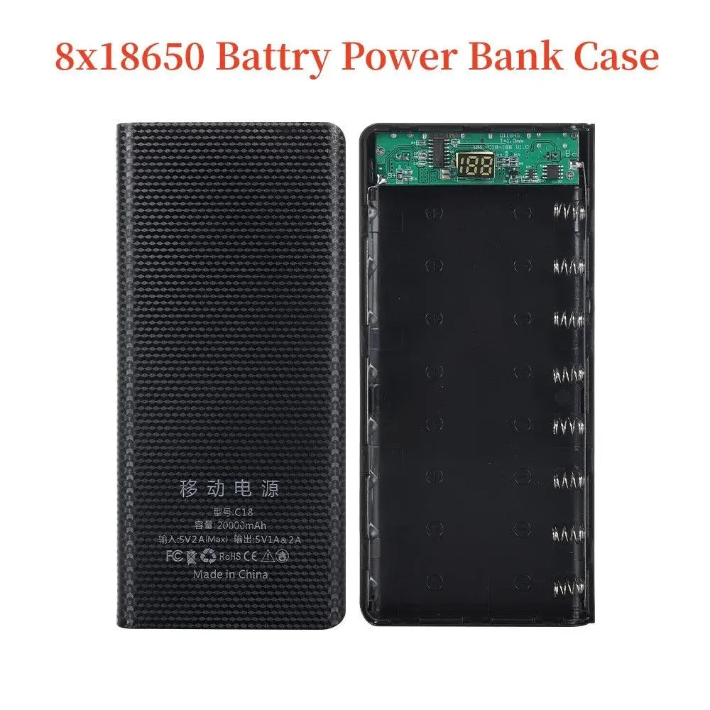 DIY 20000mAh 18650 Power Bank Case with Dual USB & Type C Ports - Customizable Charging Solution for iPhone and Xiaomi