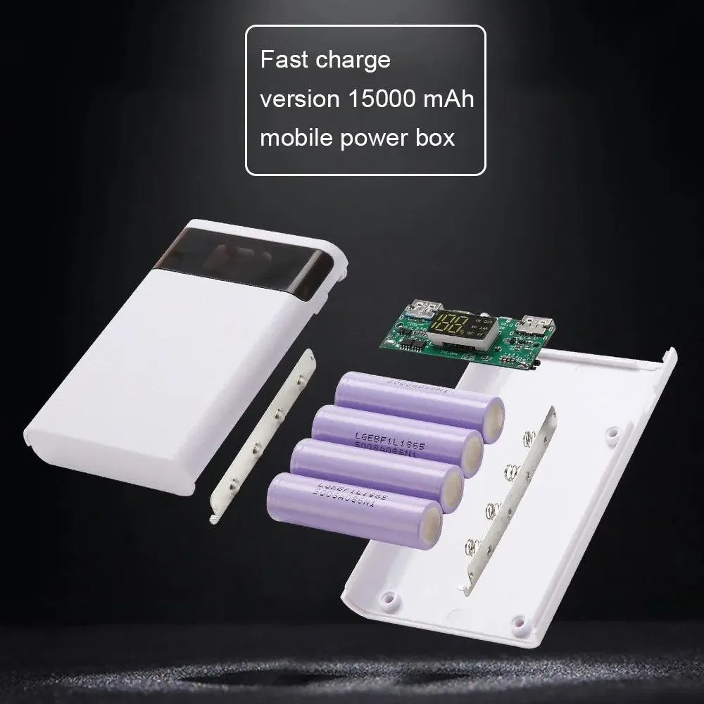 DIY 20000mAh 18650 Power Bank Case with Dual USB & Type C Ports - Customizable Charging Solution for iPhone and Xiaomi