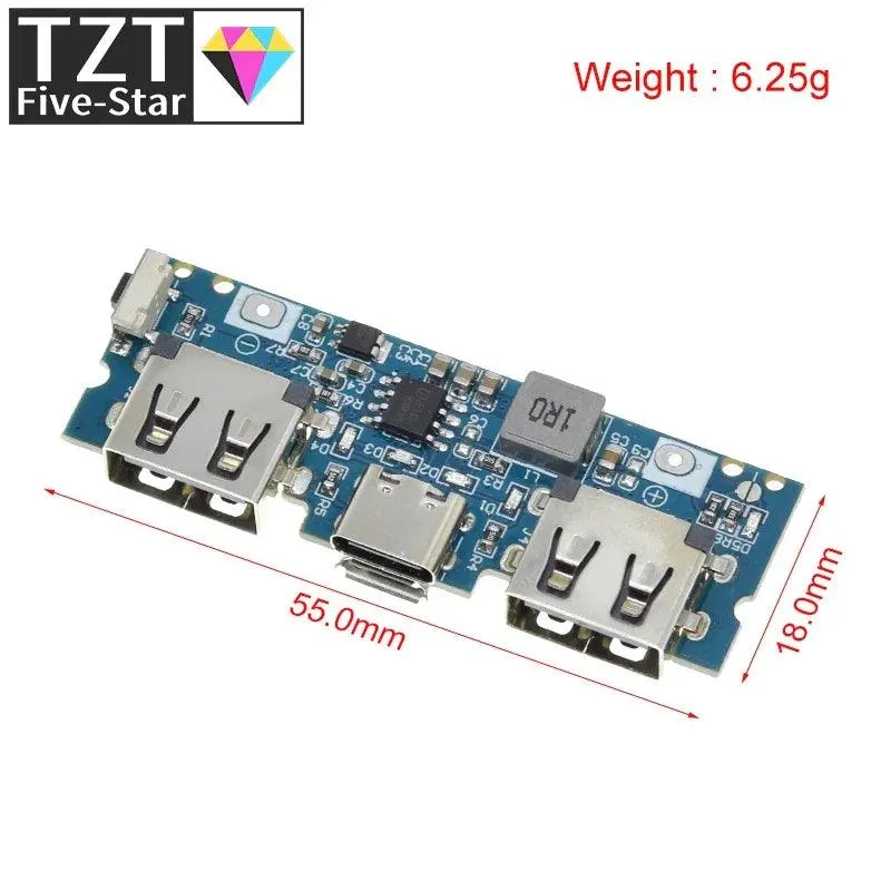 Dual USB 18650 Boost Charger Board with Micro/Type-C Input for DIY Power Bank Projects