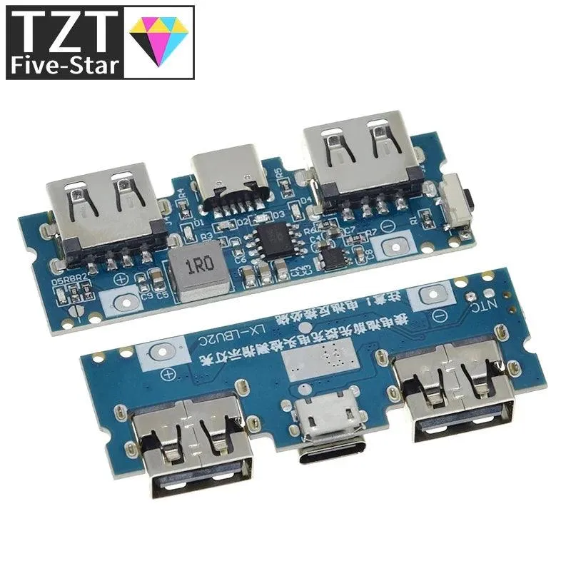 Dual USB 18650 Boost Charger Board with Micro/Type-C Input for DIY Power Bank Projects