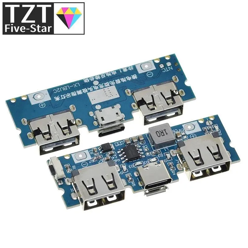 Dual USB 18650 Boost Charger Board with Micro/Type-C Input for DIY Power Bank Projects