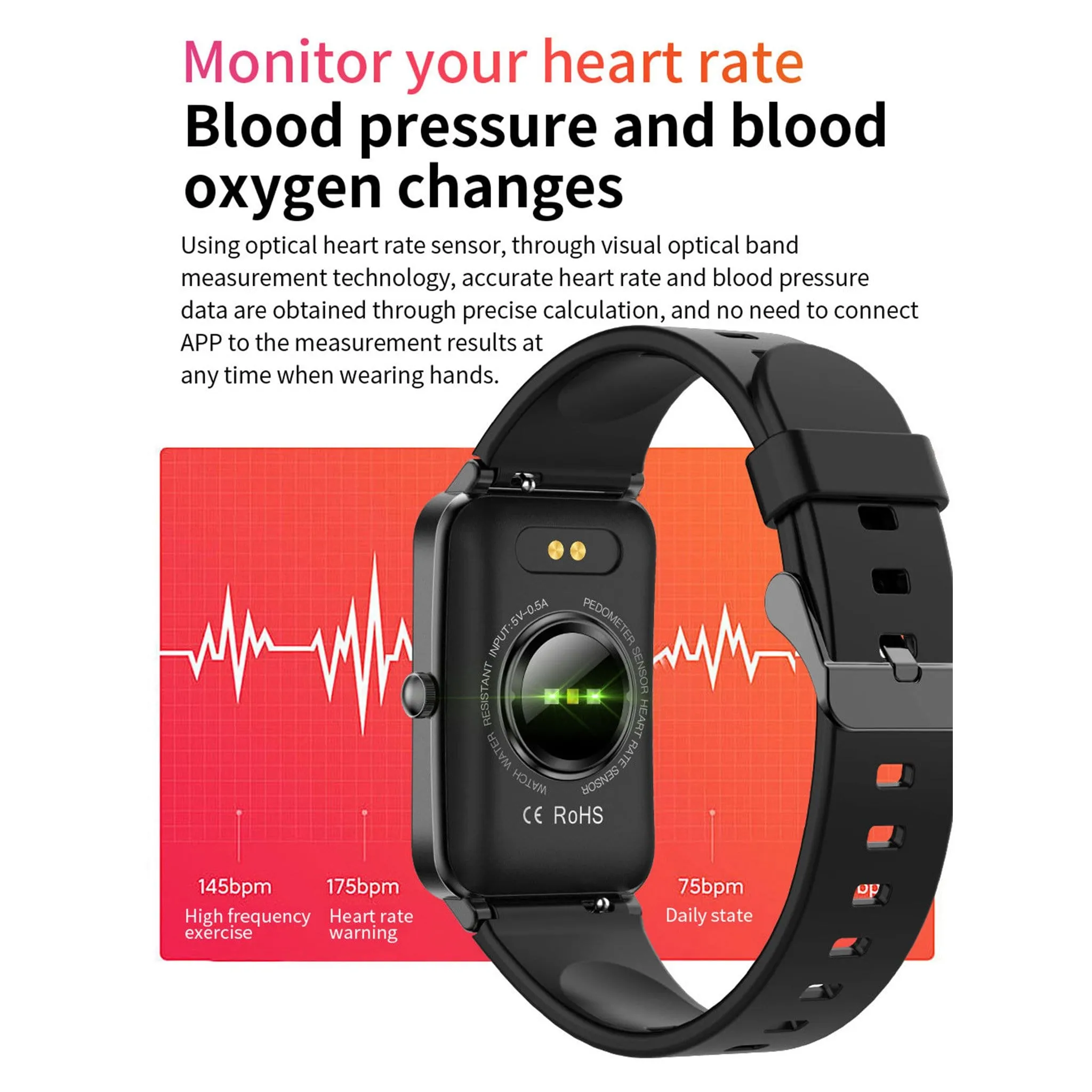 Elegant Business Smartwatch Health Monitoring Blood Pressure Blood Oxygen Check