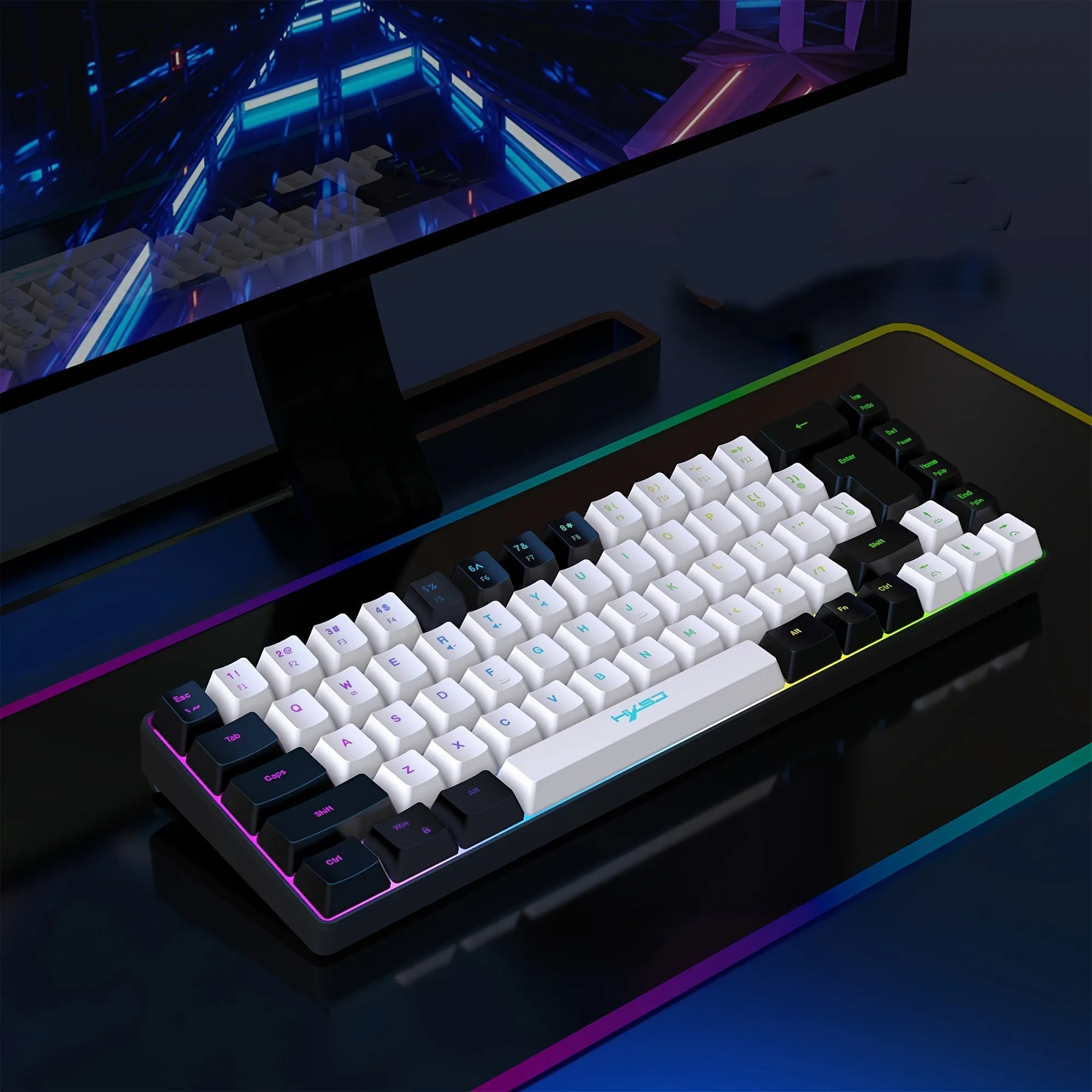 Elevate Your Gaming Setup with HXSJ Black & White RGB Keyboard and Cellular Gaming Mouse Combo