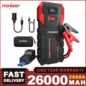 FCONEGY 2500A Emergency Car Jump Starter with 26000mAh Power Bank and Smart Safety Features