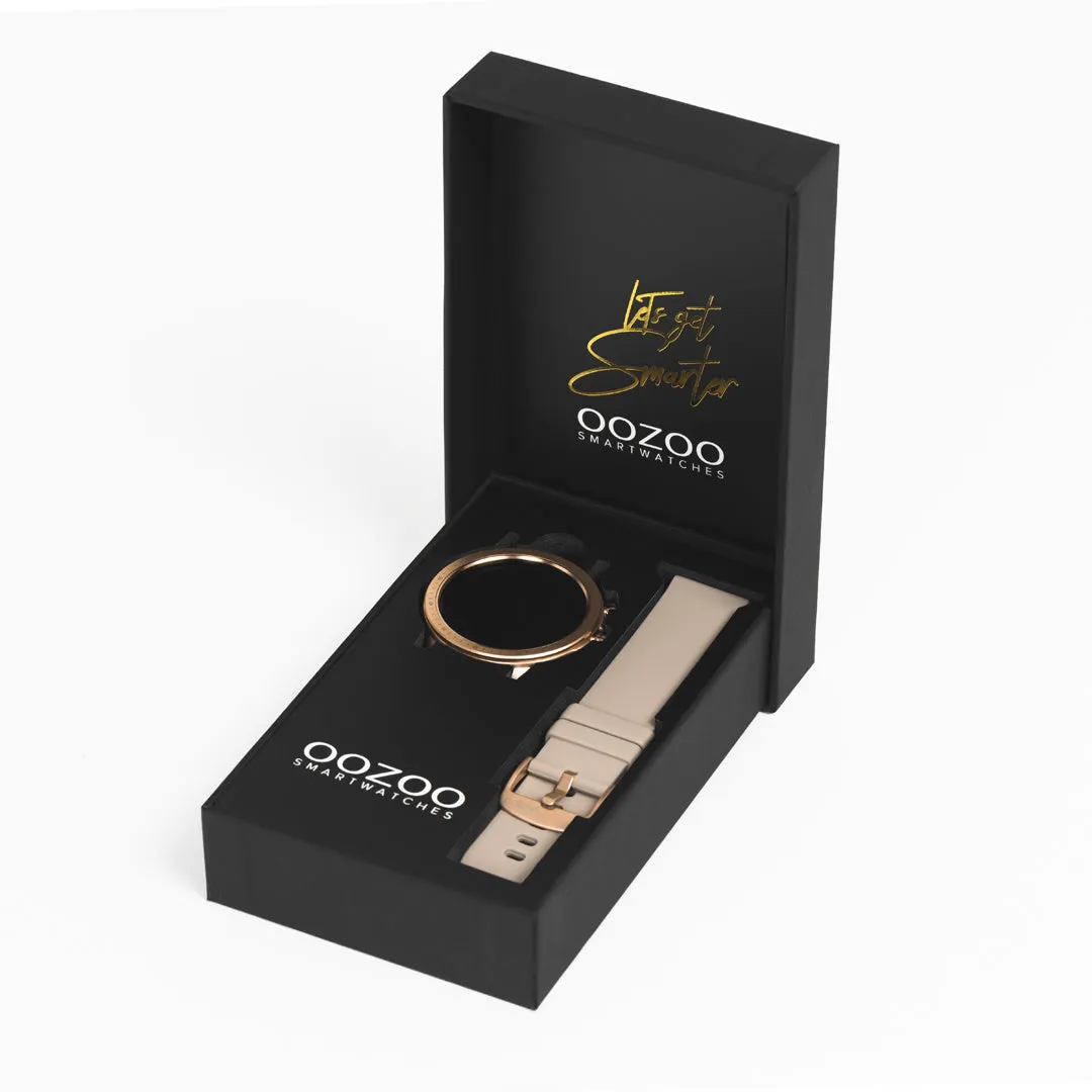 Gold coloured OOZOO smartwatch with black rubber strap - Q00301