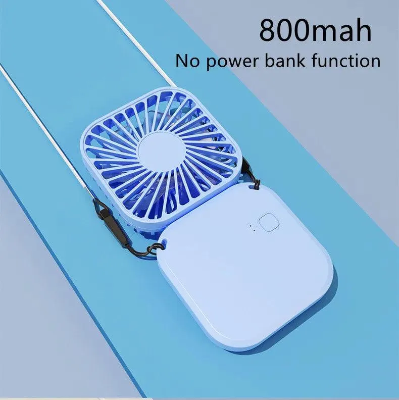 Hanging Neck Fans Mini Portable Folding USB Small Fan Mute Power Bank Portable Handheld Desktop Multi Function Charge Fan