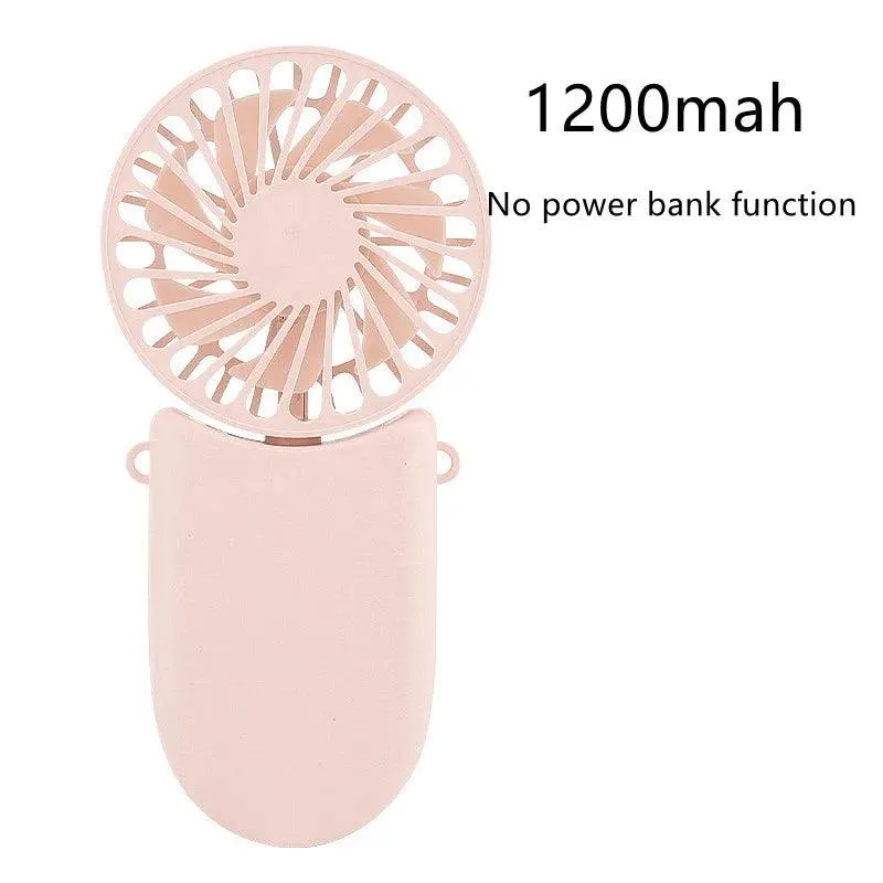 Hanging Neck Fans Mini Portable Folding USB Small Fan Mute Power Bank Portable Handheld Desktop Multi Function Charge Fan