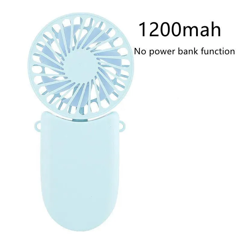 Hanging Neck Fans Mini Portable Folding USB Small Fan Mute Power Bank Portable Handheld Desktop Multi Function Charge Fan