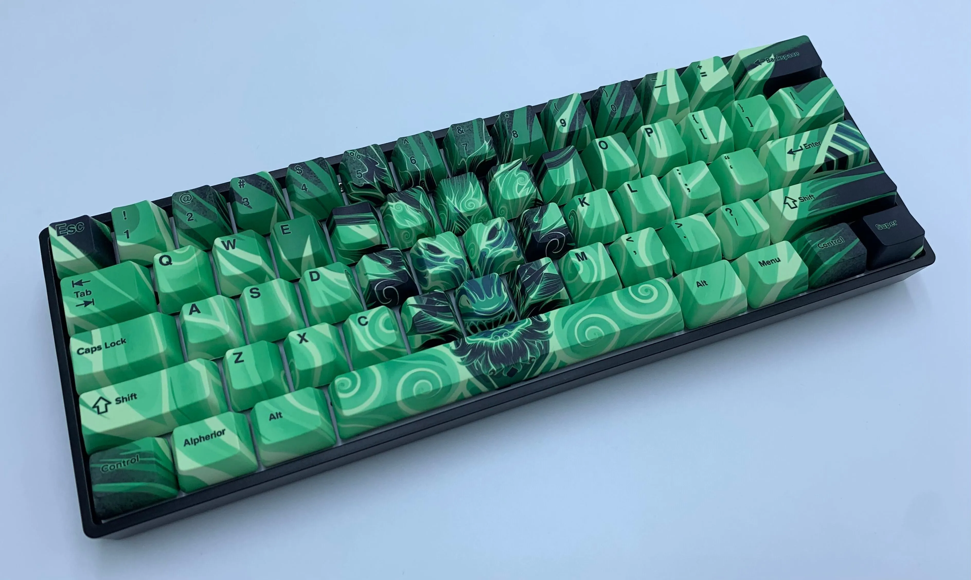 Hayabusa 60% Keyboard - Green Liquid Oni Dragon