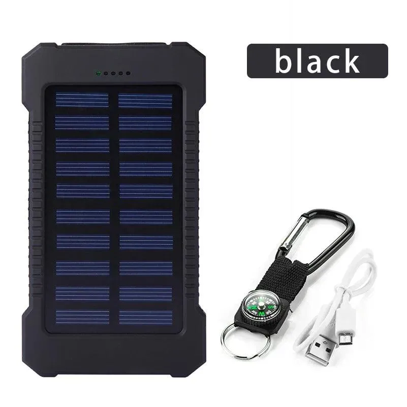 High-Capacity 30000mAh Waterproof Solar Power Bank with Dual USB Ports and LED Light for iPhone & Samsung