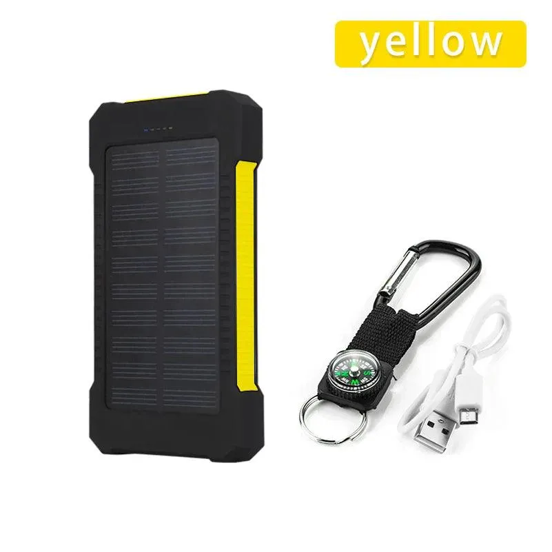 High-Capacity 30000mAh Waterproof Solar Power Bank with Dual USB Ports and LED Light for iPhone & Samsung