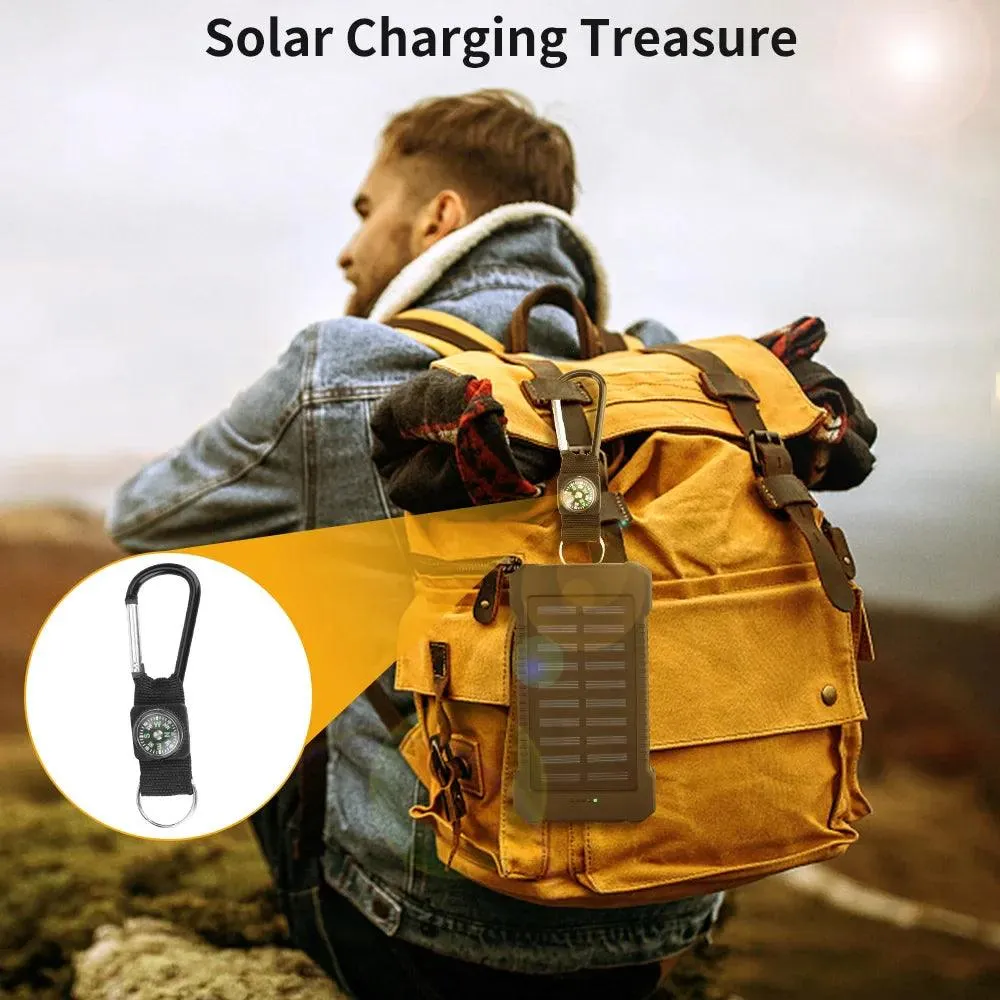 High-Capacity 30000mAh Waterproof Solar Power Bank with Dual USB Ports and LED Light for iPhone & Samsung