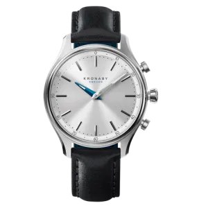 Kronaby Sekel 38mm Hybrid Smartwatch - Silver, Black Leather