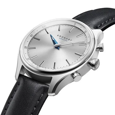 Kronaby Sekel 38mm Hybrid Smartwatch - Silver, Black Leather