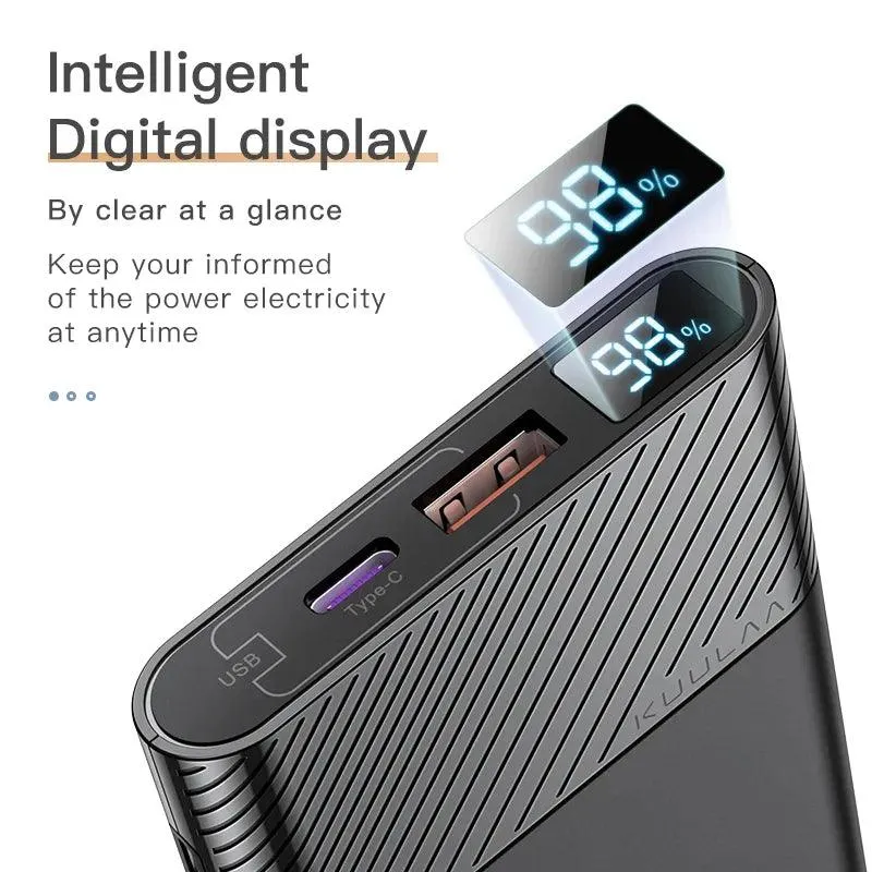 KUULAA Portable Fast Charge Power Bank with Dual Ports and LED Indicator