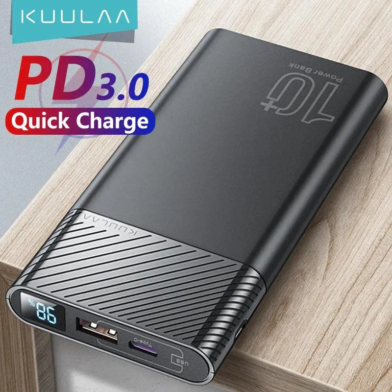 KUULAA Portable Fast Charge Power Bank with Dual Ports and LED Indicator