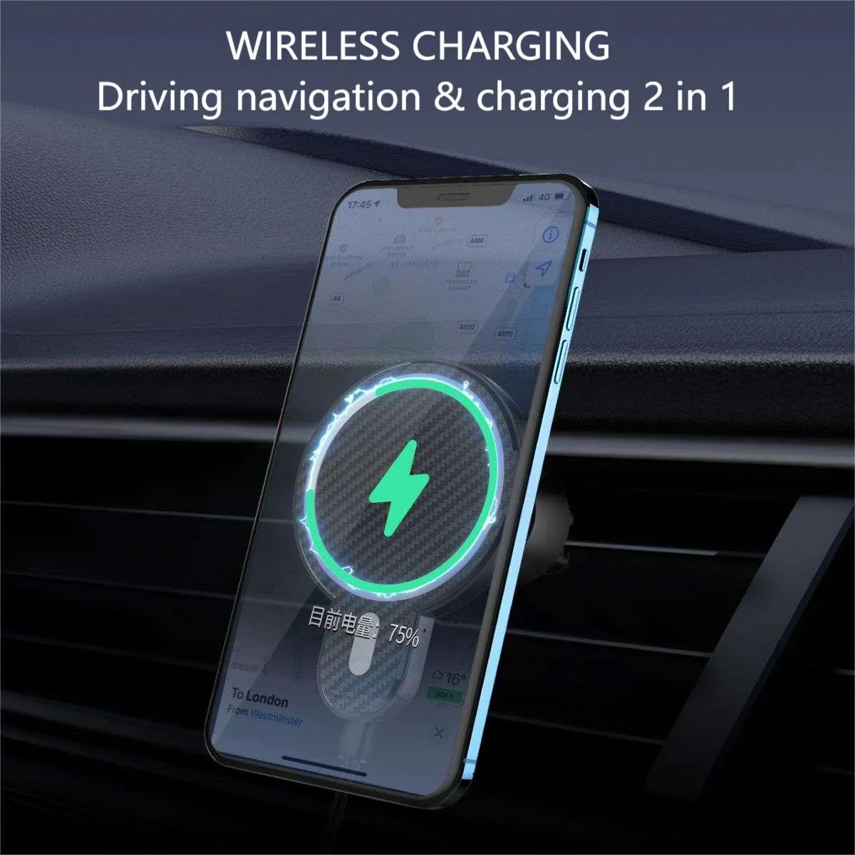 LDNIO MA20 15W Magnetic Wireless Charging Car Phone Holder