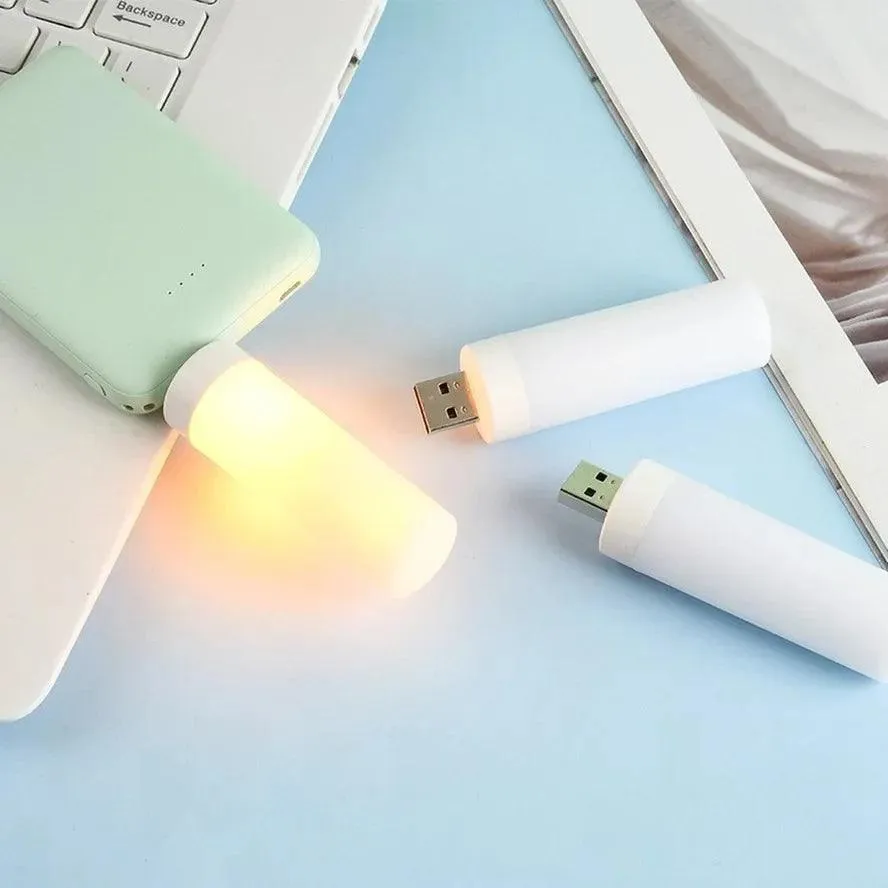 LED USB Atmosphere Light Flame Flashing Candle Lights Book Lamp for Power Bank Camping Lighting Cigarette Lighter Effect Light