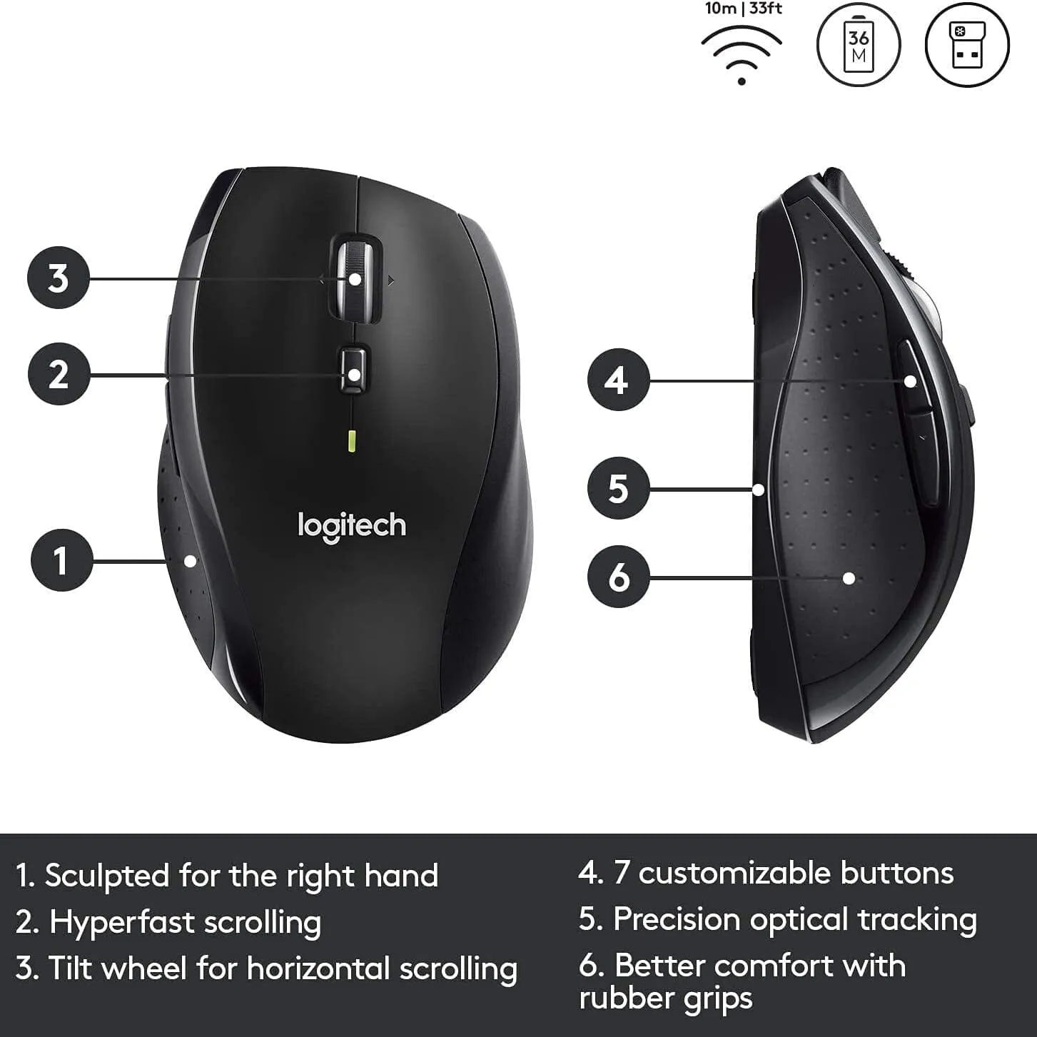 Logitech M705 Wireless Marathon Mouse (Refurbished)