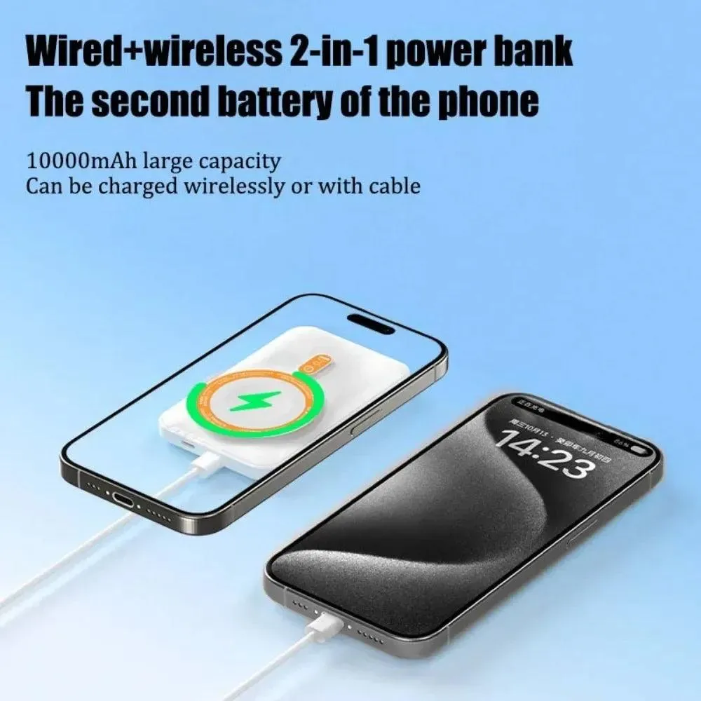 Magnetic 10000mAh Wireless Power Bank with Cooling Feature and Fast Charging - Portable Mini Charger for All Devices