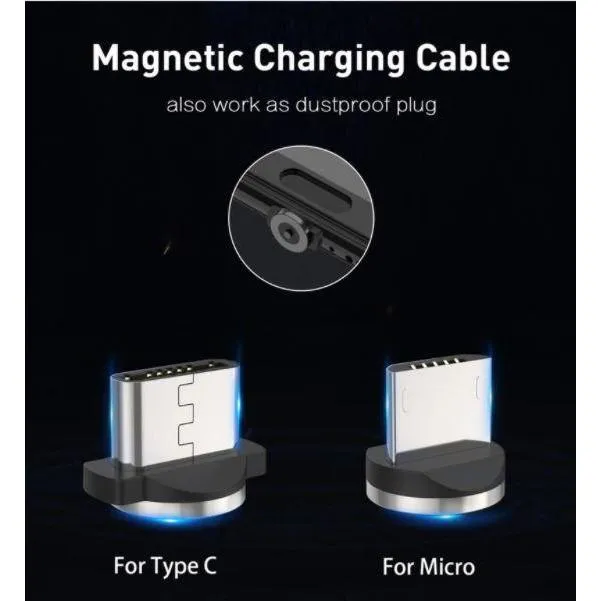 Mobile Phone Magnetic USB Fast Charging Built in Blue LED Indicator Cable