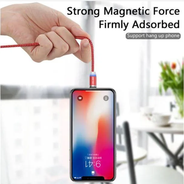 Mobile Phone Magnetic USB Fast Charging Built in Blue LED Indicator Cable