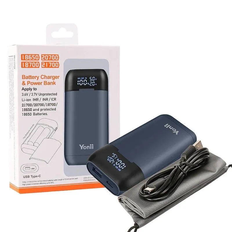 Portable 18650 Battery Charger Case with QC3.0 and PD Fast Charging for Lithium Batteries