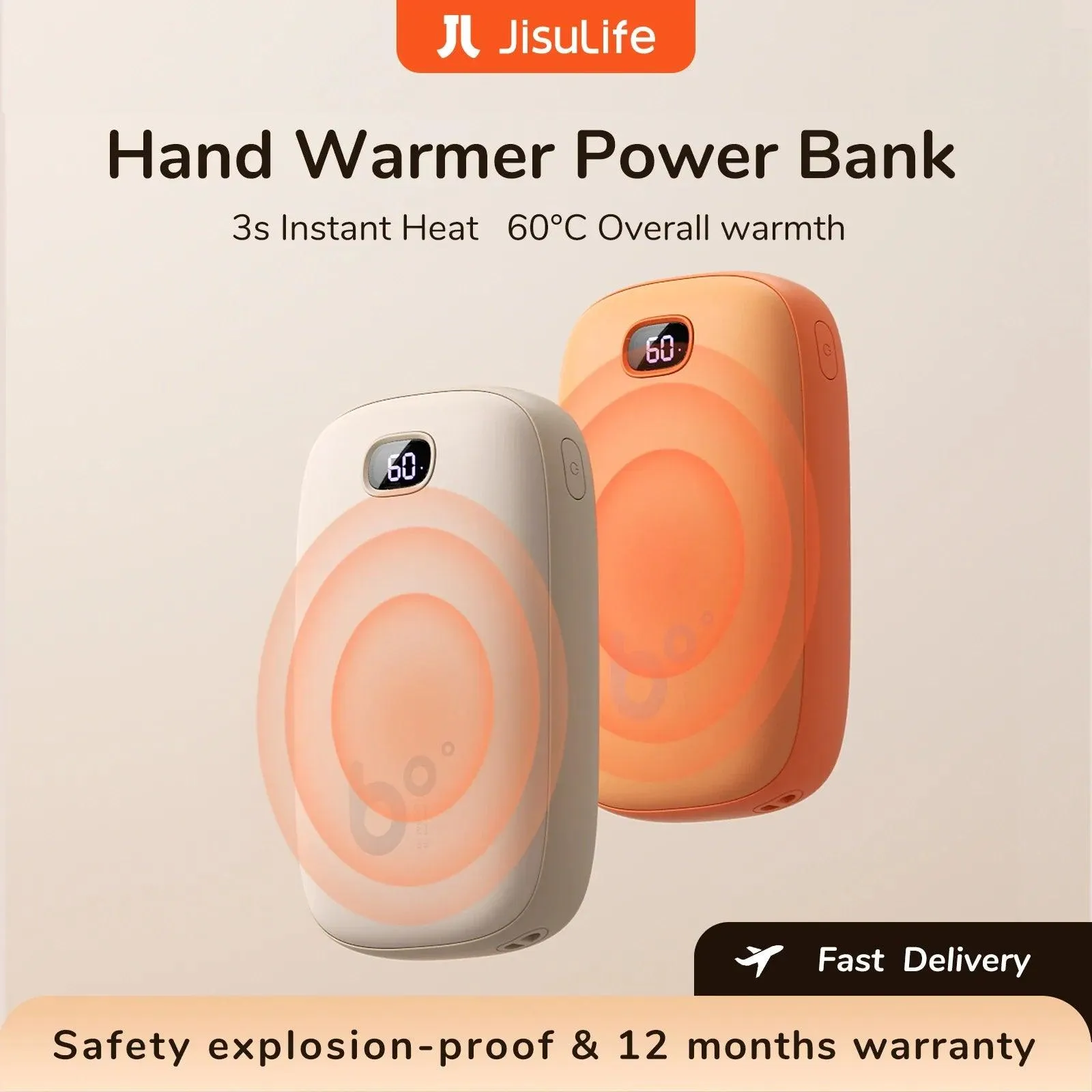 Portable Hand Warmer & Power Bank - Instant Heat with Digital Display & Long-lasting Battery