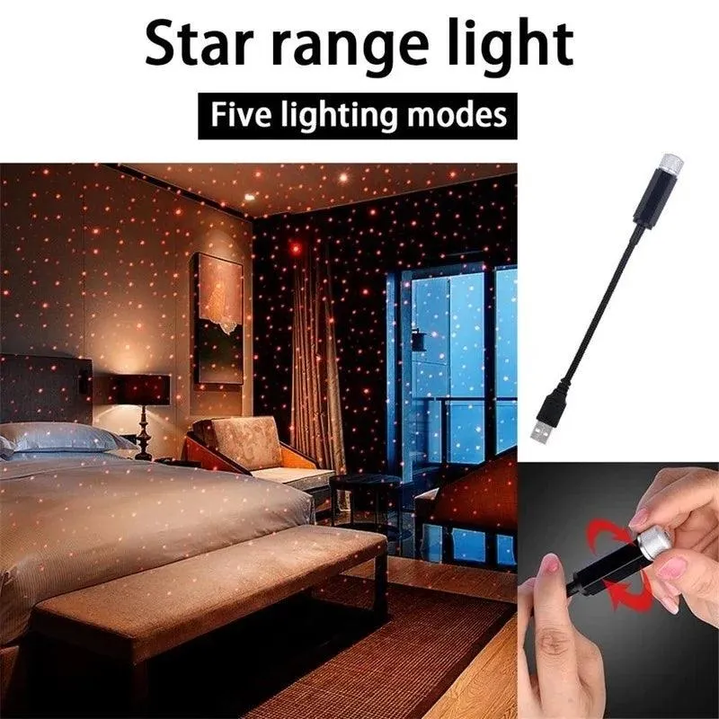 Portable USB Star Projector Night Light for Room & Car - Galaxy Laser Lamp