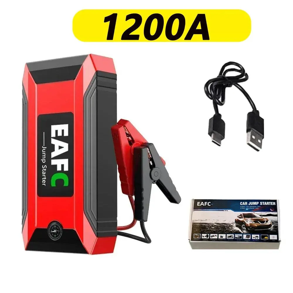 Powerful 600-1200A Emergency Car Jump Starter with Portable Battery Booster and Charger